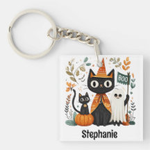 Chat noir mignon personnalisé et Halloween fantôme