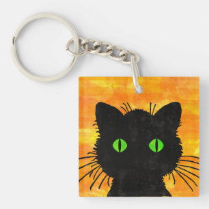 Porte-clefs Chat noir Peek-A-Boo pour Halloween