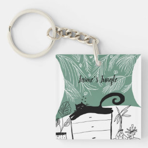 Porte-clefs Chat Noir Plante Jungle Détente