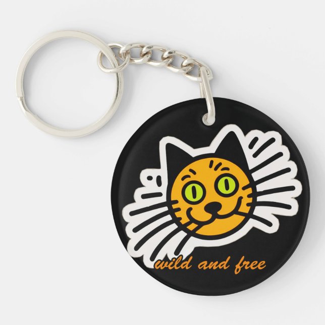 Porte-clefs Chat noir sauvage et gratuit (Devant)