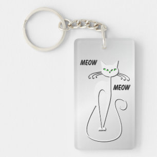 Porte-clefs Chat noir Slinky Miaou Miaou Yeux verts sur Argent