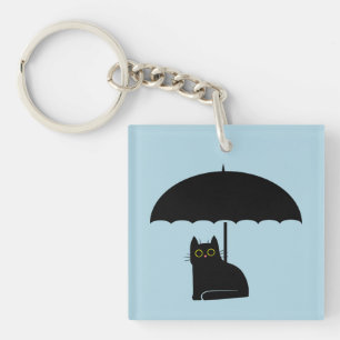 Porte-clefs Chat noir sous parapluie