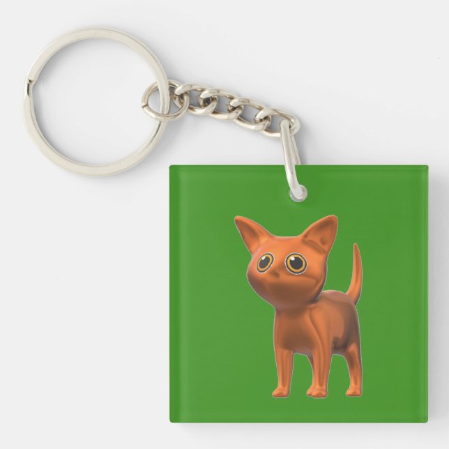 Porte-clefs Chat orange (Devant)