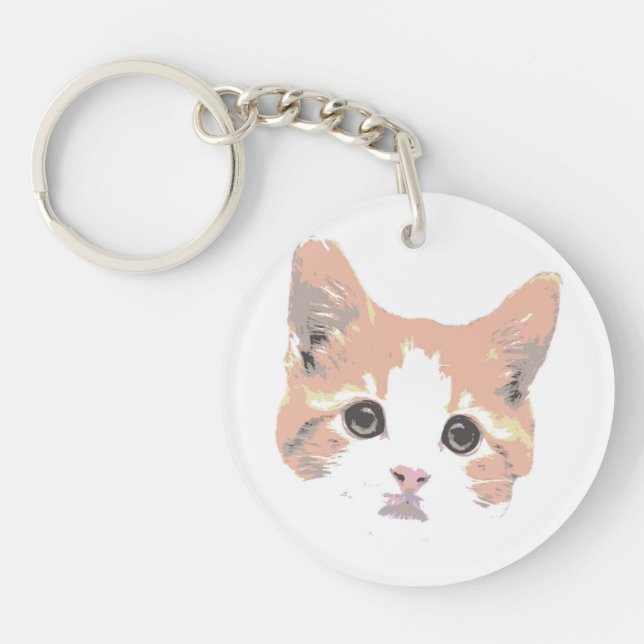 Porte-clefs Chat Orange Et Blanc (Devant)