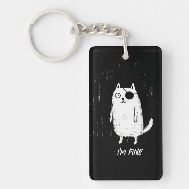 Porte-clefs Chat Pirate – Art Minimal et Drôle de Chat (Devant)