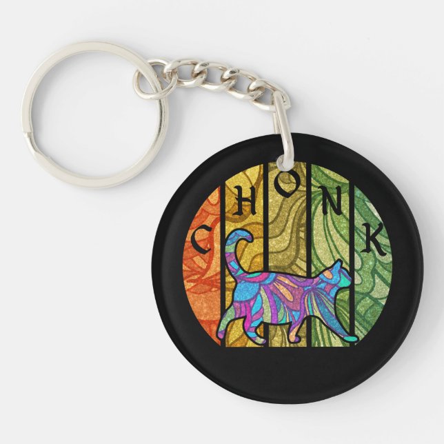 Porte-clefs Chat psychédélique - Trippy Feline Art (Devant)