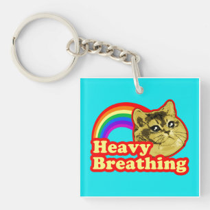 Porte-clefs Chat Respirant Lourd avec l'amour arc-en-ciel