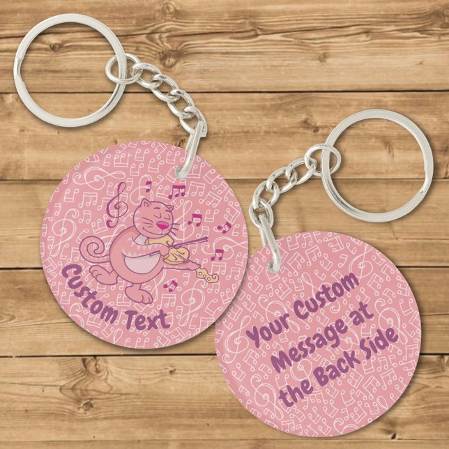 Porte-clefs Chat rose avec Porte - clé violon (Créateur téléchargé)