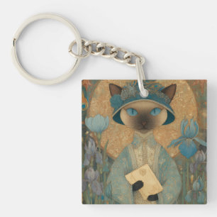 Porte-clefs Chat siamois Art nouveau – Élégante œuvre d'art fé