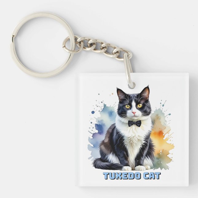 Porte-clefs Chat smoking élégant (Devant)