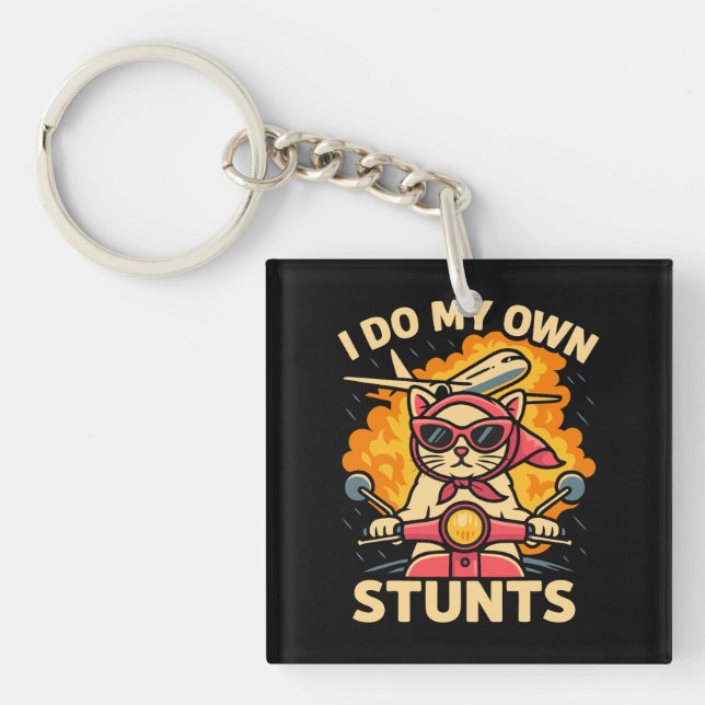 Porte-clefs Chat Sur Scooter Je Fais Mes Propres Têtes (Devant)