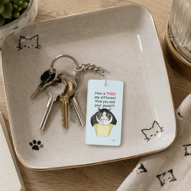 Porte-clefs Chat Tabby Gros et Drôle Boîte (Créateur téléchargé)