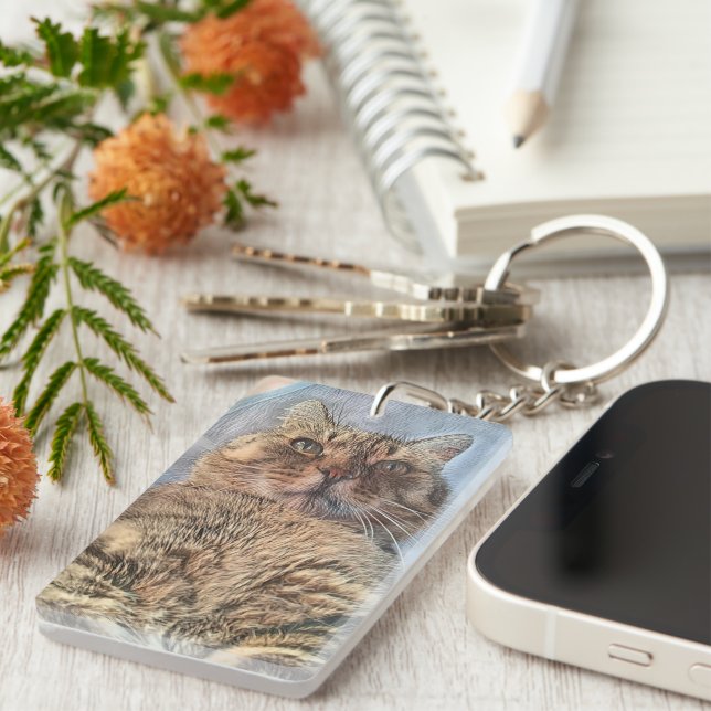 Porte-clefs Chat Tigre Majestueux  (Devant droit)