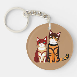 Porte-clefs Chat tigre rayé et chaton gingembre