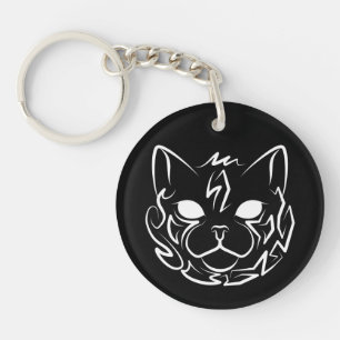 Porte-clefs Chat tribal noir et blanc