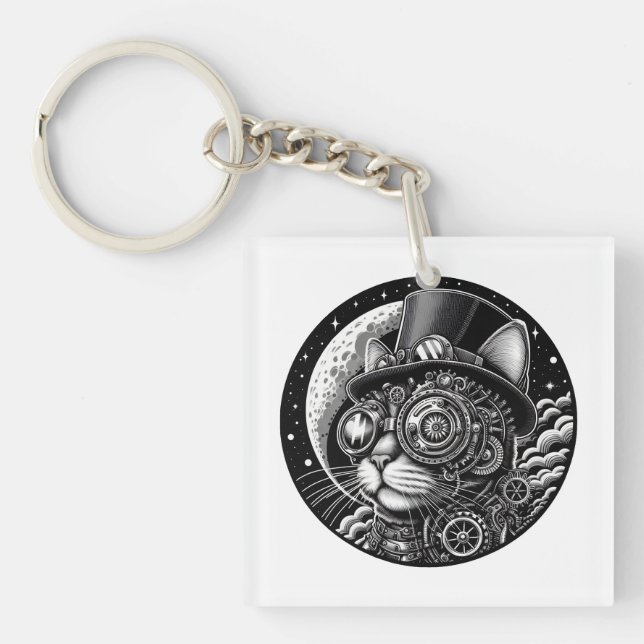 Porte-clefs Chat victorien Steampunk (Devant)