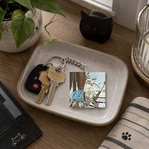 Porte-clefs Chat Viking Bleu Dragon Fantastique