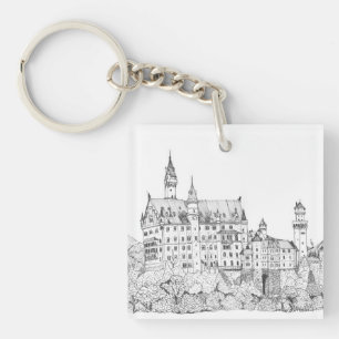 Porte-clefs Château de Neuschwanstein Allemagne Art de ligne
