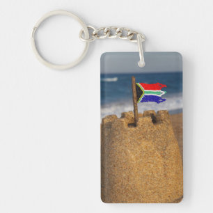 Porte-clefs Château de Sable Avec Drapeau Sud-Africain, Umhlan
