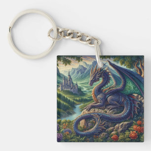 Porte-clefs Château du Dragon médiéval coloré