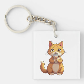 Porte-clefs Chaton buvant du café