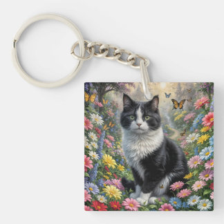 Porte-clefs Chaton dans le jardin de fleurs