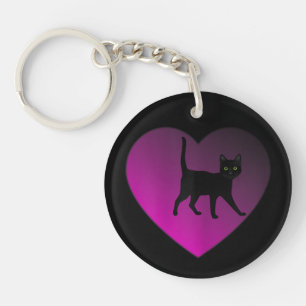 Porte-clefs Chaton Noir Dans Votre Coeur, Chat Noir