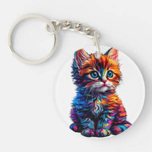 Porte-clefs Chaton vibrant et artistique