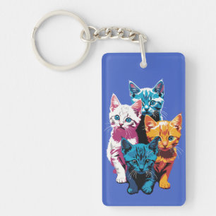 Porte-clefs Chatons pleins de vie dans le style Pop Art