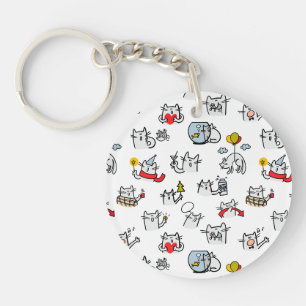 Porte-clefs Chats amusants, lait et magie.