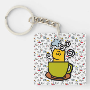Porte-clefs Chats amusants, lait et magie.