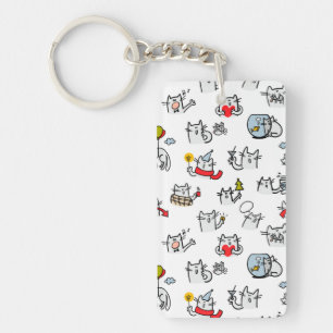 Porte-clefs Chats amusants, lait et magie.
