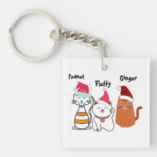 Porte-clefs Chats colorés mignons personnalisés Joyeux Noël