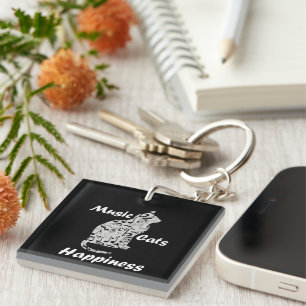 Porte-clefs Chats de musique Bonheur - Citation d'amoureux de 