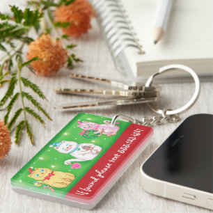 Porte-clefs Chats de Noël mignons en forme de dessin animé ave