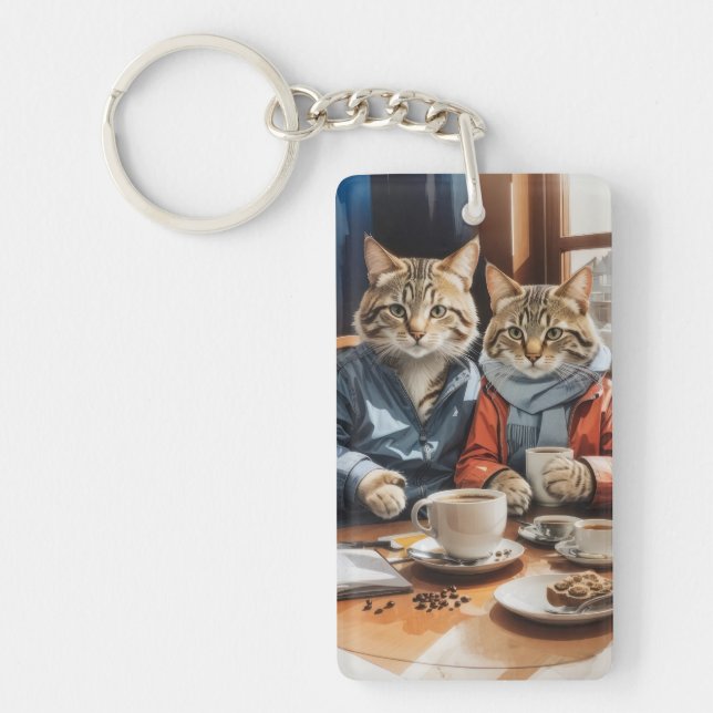 Porte-clefs Chats et café (Devant)