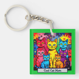 Porte-clefs [Chats Fantaisistes] Photo Personnelle Pop Art Col