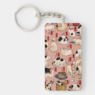 Porte-clefs chats japonais Ukiyo-e Funny kitty