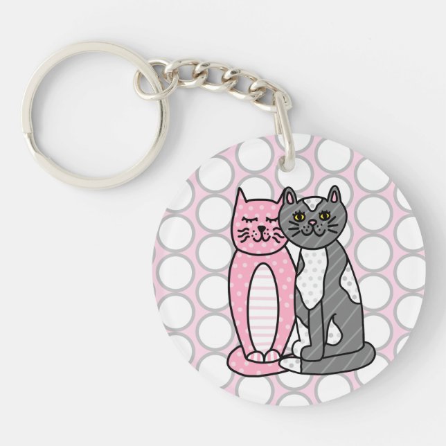 Porte-clefs Chats Kitty Roses et Grey Cute Cute (Devant)