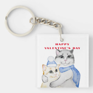 Porte-clefs Chats mignonettes à l'aquarelle le jour de la Sain
