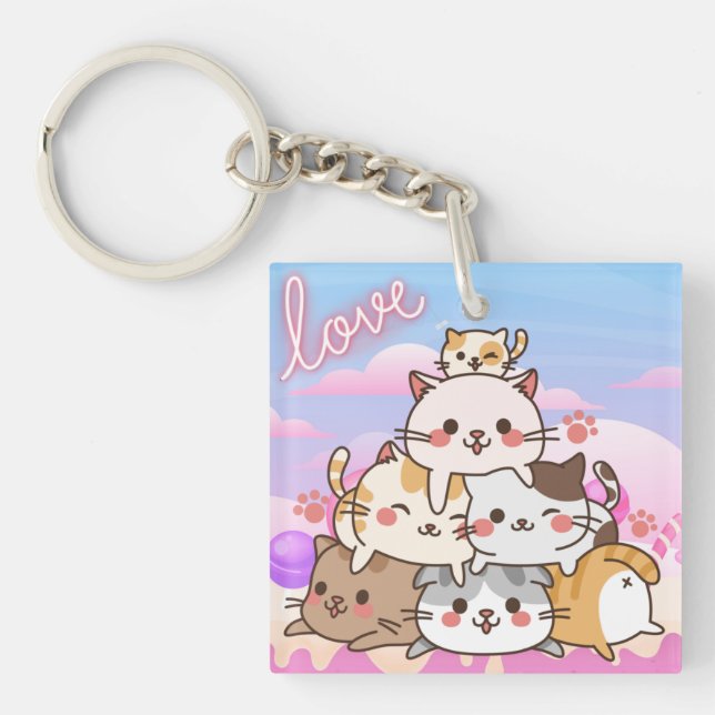 Porte-clefs Chats mignons (Devant)