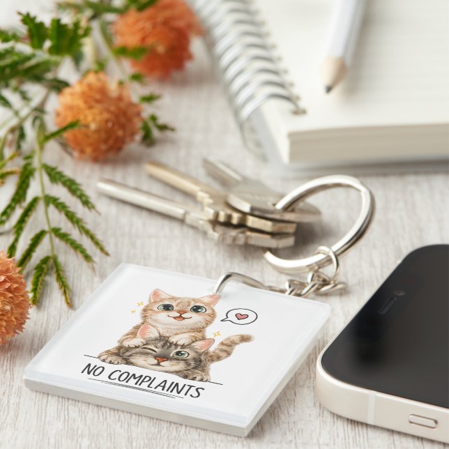 Porte-clefs Chats mignons drôles sans plaintes (Devant Droit)