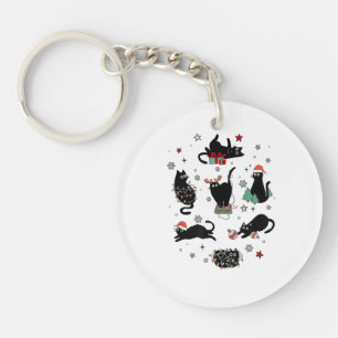 Porte-clefs Chats noirs de Noël