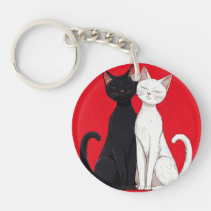 Porte-clefs Chats noirs et blancs