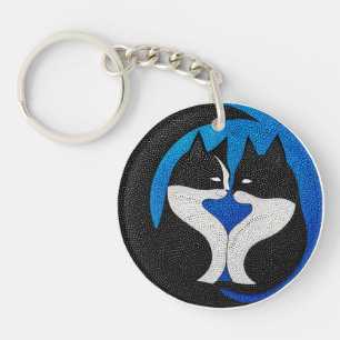 Porte-clefs Chats noirs et blancs