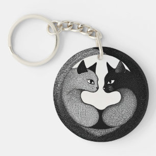 Porte-clefs Chats noirs et blancs