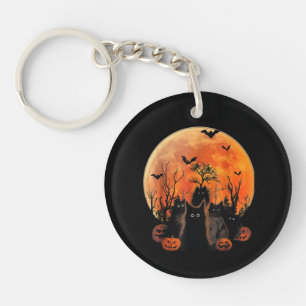 Porte-clefs Chats Noirs Pleine Lune Drôle Animal Amoureux des