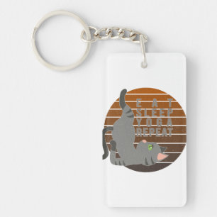 Porte-clefs Chatte drôle faisant du yoga.