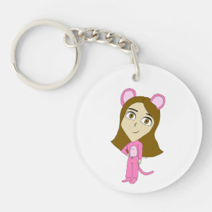 Porte-clefs chatte rose