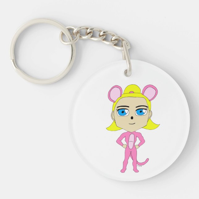 Porte-clefs chatte rose (Devant)